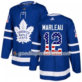Toronto Maple Leafs Patrick Marleau 12 Adidas 2017-2018 Blauw USA Flag Fashion Authentic Shirt - Mannen